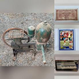MaxSold Auction: This online auction features coins, area rug, TV, writing table, vintage tools, garden art, wheelchair, copilot bike trailer, bikes, garden tools, refrigerator, antique water pump, humidifier, sports trading cards, sewing machine, air filtration system, power tools, golf club, toys, vinyl records, vintage postcard, kid\'s books, vintage Hess trucks, and more!