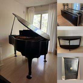 MaxSold Auction: This online auction features baby grand piano, sectional sofa, glass/chrome tables, metal sculptures, room divider, mini fridges, mini freezer, faux plants & flowers, snowshoes, BBQ grill, power & hand tools, pet products, small kitchen appliances, curved TV, TVs, sunburst mirror, desk, video game consoles & games, DVDs, art glass, office supplies, art pottery, area rugs, antique pram, printer, garden tools, Coca-Cola collectibles, craft supplies, floor vases, and much, much, more!!!