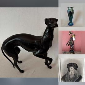 MaxSold Auction: This online auction features antique pocket watches, art glass, jade bracelets, cloisonne vase, antique etching, vintage & costume jewelry, jade carving, Royal Doulton figurines, teacup/saucer sets, Fenton glass, vintage pens, vinyl records, antique transerware, Carnival glass, sports collectibles, antique Delft jug, and much, much, more!!!