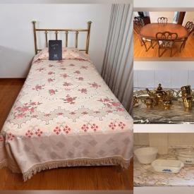 MaxSold Auction: This online auction features vintage brass bed, teacup/saucer sets, costume jewelry, watches, vintage perfume set, TVs, outerwear, cedar chest, small kitchen appliances, oil lamp, vintage ornate lamp, and more!