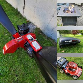 MaxSold Auction: This online auction features bike, golf clubs, chipper/shredder, garden tools, fire pit table, power tool, car top carrier, outdoor games, lawnmowers, chainsaw, patio furniture, air compressor, and more!