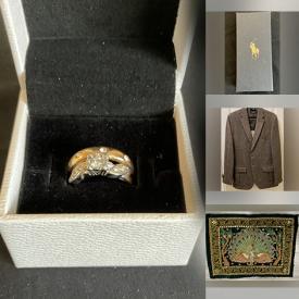 MaxSold Auction: This online auction features wedding ring set, telescope, crystal decanter set, Portmerion plate, flasks, fishing gear, gold & costume jewelry, cloisonne vases, ceramic flower bouquets, display plates, humidifier, small kitchen appliances, ceiling light fixtures, men’s clothing, and more!