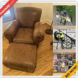 MaxSold Auction: This online auction features platform bed, area rugs & runner, children’s books, toys, lawn mower, pressure washer, planters, balance bike, outside games, fire bowl, canning kit, Tiffany style stained glass floor lamp, vinyl records, and more!