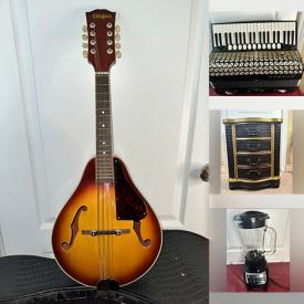 MaxSold Auction: This online auction features small kitchen appliances, guitars, hourglass drum, CDs, bike parts, accordion, workshop heater, mandolin, wine fridge, cobalt cut glass, men’s & women’s shoes, antique hand saws, bikes, and more!