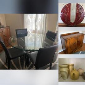 MaxSold Auction: This online auction features modern glass table, games, vintage wooden sideboard, art glass, collectible skyscrapers, garden pots, paint supplies, tribal mask, abstract acrylic, glass display cabinet, garden art, camping gear, power & hand tools, DVDs, vinyl records, generator, garden tools, vintage bottles, small kitchen appliances, 4 poster bed, desk, vintage tins, and much, much, more!!!