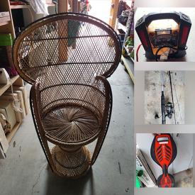 MaxSold Auction: This online auction features trunks, wine fridge, bikes, patio table, scooters, tires, Dornbush shade, Blue Mountain pottery, power & hand tools, vintage bottles, sewing supplies, drum, pet products, hoverboard, small kitchen appliances, vinyl records, oil lamp, TV, security cameras, garden tools, fishing gear, video game consoles, games, & accessories, virtual reality headset, peacock chair, and much, much, more!!!