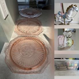MaxSold Auction: This online auction features carousel horse, teacup/saucer sets, Depression glass, Blue Mountain pottery, crafting supplies, souvenir spoons, electronic keyboard, china flowers, table lamps, settee, bar stools, Dutch-themed collectibles, and more!