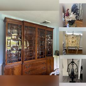MaxSold Auction: This online auction features leather furniture, painted credenza & expandable bar, area rugs, exercise equipment, electric recliner, desk, and more!