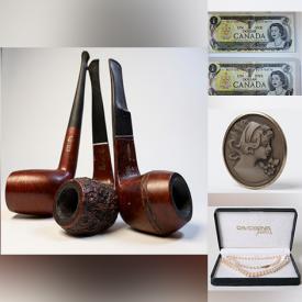 MaxSold Auction: This online auction features antique camelback sofa, coins, stamps, vintage smoking pipes, uranium glass, sterling & gold jewelry, Ben Bebelowsky prints, pet products, banknotes, animal figurines, antique biscuit jars, Royal Doulton figurine, art glass, stein, Patricia M. Gordon paintings, craft supplies, office supplies, costume jewelry, wristwatches, mini fridge, and more!n
