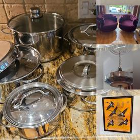 MaxSold Auction: This online auction features vintage dough bowl, area rugs, framed tapestry, antique Misson Style furniture, TVs, CDs, DVDs, vinyl records, garden tools, decorative plates, air cleaner, antique stoneware jugs, antique irons, Blue Mountain pottery, stone sculpture, art glass, vintage German weather house, Royal Doulton figurines, small kitchen appliances, power & hand tools, fitness gear, printer, video game console & games, office supplies, brass collectibles, shoes, vintage ashtrays, table lighter, organ, decanters, BBQ grill, smoking stand, Tiffany style lamp, costume jewerly, security cameras, stamps, women’s clothing, coins, and much, much, more!!!