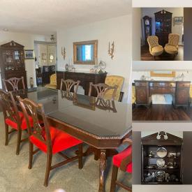 MaxSold Auction: This online auction features grandfather clock, antique chairs, wicker furniture, dining table & chairs, Royal Doulton figurines, decorative plates, wheelchair, exercise bike, and more!