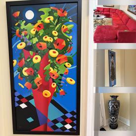 MaxSold Auction: This online auction features glass top table, trundle bed, display cabinet, office desk, sectional couch, area rug, art glass, Evesham, teacup/saucer sets, art glass, Rene Lalonde painting, mirrors, nesting doll, and more!