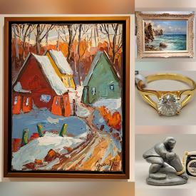 MaxSold Auction: This online auction features oil paintings, steel-plate engravings, stone carvings, sterling silver jewelry, Yuri Tremler serigraphs, vintage costume jewelry, gold/diamond ring, Boris Kramer sculpture, Valentina Simashchuk paintings, teak furnishings, Indigenous art, wood carvings, vintage smoking pipes, and more!