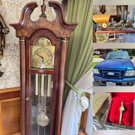 MaxSold Auction: This online auction features gold jewelry, Ford pickup truck, Subaru Outback, antique novelty clock, brass collectibles, coins, vintage porcelain figurines, vintage lighter, console stereo, collectible mantel clock, cameras, stein, power tools, Donegal vases, art glass, decanter set, vintage bar stools, bike, garden tools, garden art, and much more!!