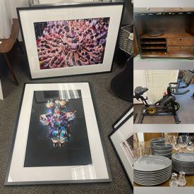 MaxSold Auction: This online auction features vintage dresser, dinging tables & chairs, vintage accent chairs, antique desk, collector plates, children’s books, faux flowers & plants, art glass, small kitchen appliances, Ron Cooper photographs, TV, heaters, grandfather clock, iron wine rack, exercise bike, power tools, costume jewelry, and more!