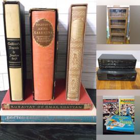 MaxSold Auction: This online auction features vintage books, Boyd’s Bears collection, children’s books, candle toppers, DVDs, antique adding machines, antique radio receiver, stereo components, sports memorabilia, video game accessories, toys, vintage magazines, barrister bookcase, Star Wars collectibles, sports trading cards, decorative plates, comics, art glass, milk glass, and more!