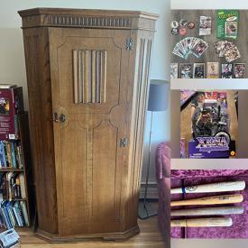 MaxSold Auction: This auction features Dvds , Sports Cards, Wood Bedroom Set, Velvet Sofa, Elvis Collectibles, Coca-Cola Collectibles, Baseball Bats, Coat Racks, Lacrosse Sticks, Tennis Racquets, Hockey Sticks, Action Figures, Oscar Mayer Weiner Bank, and much much more!