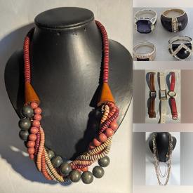 MaxSold Auction: This online auction features statement necklaces, watches, beaded necklaces, Art Deco brooches, vintage earrings, fashion rings, cloisonne jewelry, glass beaded necklaces, jewelry-making supplies, new beauty products, women’s shoes, and more!