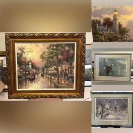 MaxSold Auction: This auction features Framed Prints by Trish Romance, Thomas Kinkade, Robert Bateman, and Viktor Shvaiko, Other Framed Prints,  Bronze Figures, Leather Bag, Record Album Storage Shelving, Receiver, Turntable, Speakers,  Collector Plates, Gumball Machine, Peter  Maxx Poster, Skates  and much much more!