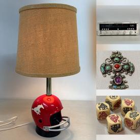 MaxSold Auction: This online auction features Evesham, art glass, antique mantel clocks, Royal Doulton figurine, art pottery, McCoy pottery, perfume bottle, football helmet lamps, stereo component, silver & estate jewelry, jade jewelry, snuff bottle, stick pin collection, violin, sports collectibles, and more!