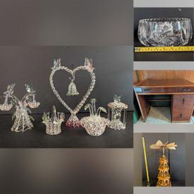 MaxSold Auction: This online auction features porcelain dolls, Carnival glass, collector plates, art glass, cameras, antique oil lamps, planters, Depression glass, art pottery, smoking pipes, stereo components, collector thimbles, miniature tea sets, TV, wood sculptures, costume jewelry, stamps, Lusterware, small kitchen appliances, vintage Pyrex, knitting machine, desks, sewing notions, craft supplies, and much, much, more!!!