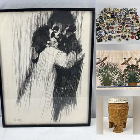 MaxSold Auction: This auction features  Glass Ornaments, Japanese Vase, Tankard, Brass Decor, Corningware,  Coffee Table Books , Harry Potter Bookends, Coins, Jewelry, Belts, Pins, Football Patches, Jackets, Framed Prints and much much more!