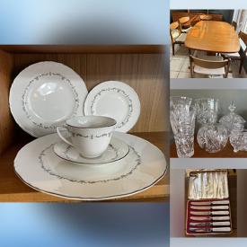 MaxSold Auction: This online auction features teak furniture, wooden wall mask, vintage plates, office desk, mini fridge, games, toys, vinyl records, watches, flatware, and more!