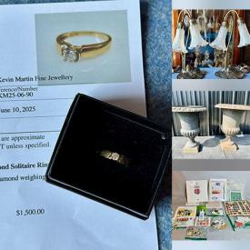 MaxSold Auction: This online auction features gold & gemstone rings, video game consoles & games, soapstone carving, comics, art pottery, silver & estate jewelry, children’s books, insulators, Legos, train cars, Pokemon cards, Magic The Gathering cards, Royal Doulton figurines, First Day covers, Hoselton sculpture, Hummels, Swarovski figurines, perfume, Tulip lamp, fishing gear, watches, and more!