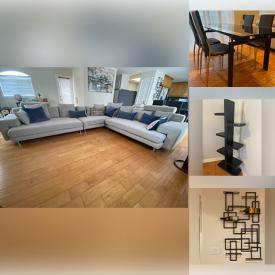 MaxSold Auction: This online auction features glass top tables & desk, small kitchen appliances, sectional sofa, changing table, area rug, abstract paintings, NIB TV, premium stroller, exercise equipment, refrigerator, monitors, printer, Waterford glasses, patio furniture, dryer, and more!