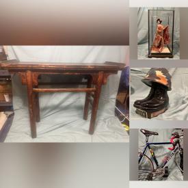MaxSold Auction: This auction features Chinese Altar, Oakley Backpack, Stained Glass Panels, Oil Paintings, Japanese Doll,  Flatware, Horse Figures, Porcelain Statues, Vases, Dehumidifier, Blendtec Blender, 16mm Reels, Graphic Novels, Marbles, Amethysts, Celebrity Photos, Hockey Cards, Walking Canes, Star Wars Figures, Wade Figures, Chinese Fisherman Figures, Phantom Jacket, McDonalds Toys, Brass Bed  and much much more!