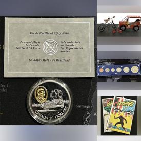 MaxSold Auction: This online auction features coins, banknotes, vintage marbles, art glass, collector plates, die-cast vehicles, games, comics, Star Wars collectibles, sports trading cards, sports collectibles, commemorative medals, Pokémon cards, Magic: The Gathering cards, and more!