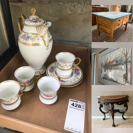 MaxSold Auction: This online auction features patio furniture, teacup/saucer sets, art pottery, art glass, Belleek, Depression glass, antique baker’s table, area rugs, Royal Doulton figurines, Lladro figurine, wood carvings, coins, vintage books, TV, desks, vinyl records, Lenox Easter eggs, small kitchen appliances, shelving, pet products, antique pram, vintage magazines, music boxes, antique bed frames, perfume bottles, sewing machine, collector plates, reel mower, and more!