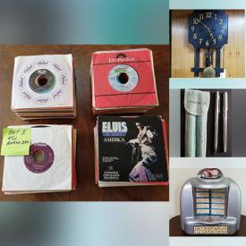 MaxSold Auction: This online auction features vinyl records, antique hall stand, fishing gear, vintage Mission clocks, watches, vintage jukebox wall box, vending machine products, vintage pinball back glass, fitness gear, and more!