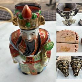 MaxSold Auction: This online auction features art pottery, Indigenous sculptures, Kokeshi doll, vintage bookend collection, vintage Tonala pottery, decanters, decorative masks, stained glass desk lamp, vintage wall sconces, art glass, vintage Brutalist sculpture, Tenmoku pottery, trinket boxes, soapstone sculpture, antique egg, wood duck decoy, watercolour paintings, and more!