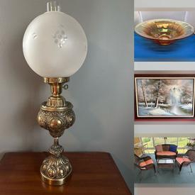 MaxSold Auction: This online auction features metal wall art, patio furniture, electric fireplace, golf clubs, Nascar collectibles, garden art, lawn mower, BBQ grill, metal/glass dining table & chairs, wicker furniture, small kitchen appliances, Carnival glass, 4 poster bed frame, and more!