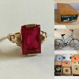 MaxSold Auction: This online auction features gold jewelry, cast iron garden urns, bikes, chainsaws, power & hand tools, antique saw, vinyl records, DVDs, video games, guitars, amp, outdoor canopy, sports trading cards, toddler stroller, printer, Labatt collectibles, ride-on toy cars, collector spoons, and more!