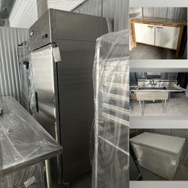 MaxSold Auction: This Commercial Liquidation Online Auction features double industrial sink, bakery cooling racks, industrial upright & chest freezers, commercial double fridge, menu chalkboard, baking pans, cardboard rounds, display pieces, baking supplies, commercial drink mixer, and more!