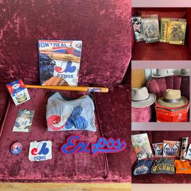 MaxSold Auction: This online auction features sports trading cards, antique iron, art glass, vintage tins, NIP action figures, perfume bottles, fishing gear, stained glass panel, vintage sports gear, movie posters, vinyl records, sports memorabilia, CDs, cookie jar, hand tools, and more!