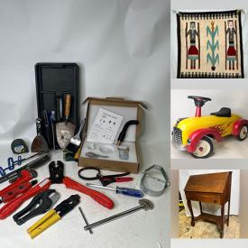 MaxSold Auction: This online auction features decanters, virtual reality headset, costume jewelry, watches, power & hand tools, toys, games, kitchen cart, chest freezer, bike, trinket boxes, pet products, beauty appliances, glass bottles, comics, Pokemon collectibles, ride-on toy, silk ties, perfume bottles, art pottery, vinyl records, CDs, antique writing desk, mineral specimens, coins, glass pendant lights, laminator, and more!