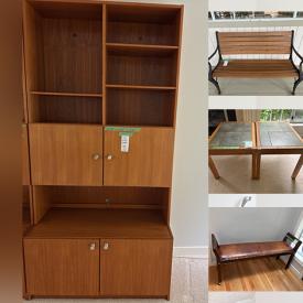 MaxSold Auction: This online auction features patio furniture, area rug, live plants, small kitchen appliances, teak furniture, tile top tables, leather sofa, BBQ grill, craft supplies, office supplies, coins, garden tools, camping gear, lawnmower, power & hand tools, and more!