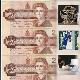 MaxSold Auction: This online auction features Collectibles: double jersey card, Hockey cards, baseball set, baseball cards, stamps, computer monitor, Canadian coins, American coins, Medallion, Collections of various country stamps, OPC Hockey Cards from 70s- 80s, X-box, PS 2 Games, O-Pee-Chee Hockey cards,Tim Hortons Cards, Hockey Rookie Cards, Softball Bats, golf clubs, Pokemon, Baseball Cards, Collection of one cent, Others: camera, Motorcycle parts and Brake pads, Collection of Lps, beer stein, decoy, Bionicles and much more!