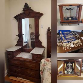 MaxSold Auction: This online auction features  Lladro figurines, Royal Doulton figurines, Coalport figurine, art glass, Asian figural set, collector plates, Hoselton sculpture, soapstone carving, costume jewelry, area rug & runners, computer desk, sofa beds, TVs, stained glass lamp, mirrored advertising sign, coins, stereo components, cameras, dehumidifier, vintage travel sacristy cabinet, small kitchen appliances, exercise equipment, and more!n