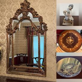 MaxSold Auction: This online auction features vintage decorative plates, inlaid wooden table, teacup/saucer sets, Lladro figurine, collector plates, and more!