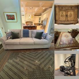 MaxSold Auction: This online auction features dining room table & chairs, buffet, Chippendale desk, area rug, upholstered chairs, wood desk & chair, antique glassware, small kitchen appliances, glass end tables, barrister bookcase, exercise equipment, and more!