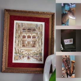 MaxSold Auction: This online auction features William Ressler prints, coins, Depression glass, crystal decanters, leather club chairs, wood carvings, mini fridge, wall mask, art supplies, framed first day covers, vintage postcards, Sentry safes, planters, art glass, security cameras, and more!\n