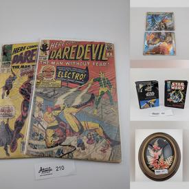 MaxSold Auction: This online auction features sports trading cards, Pac-Man game, Pokemon collectibles, costume jewelry, comics, coins, CDs, brass figurine, Mexican Folk Art, oil lamps, art glass, Disney collectibles, kids clothes, Star Wars collectibles, Magic the Gathering cards, vintage toys, perfume bottles, vinyl records, DVDs, costume jewelry, steins, sports memorabilia, outerwear, power tools, video games, and much, much, more!!!