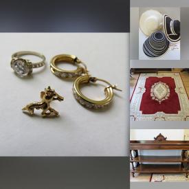 MaxSold Auction: This online auction features gold jewelry, area rugs, antique etagere, antique curio cabinet, TV, vintage Wayne Clark clothing, small kitchen appliances, art glass, trinket boxes, teacup/saucer sets, balloon back chairs, silver & estate jewelry, ladies hats & shoes, watches, men’s & women’s clothing, and more!