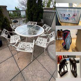 MaxSold Auction: This online auction features patio furniture, watch, costume jewelry, Lladro figurine, collector plates, metal sculpture, golf bag, hand tools, wood sculpture, and more!n