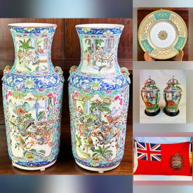 MaxSold Auction: This online auction features Imari-style lamps, Royal Crown Derby paperweights, antique Meissen figurine, crystal decanter, wood carvings, biscuit barrel, sports trading cards, Waterford crystal, cabinet plates, antique transferware plates, vintage ocean liner ephemera & souvenirs, vintage porcelain Buddha, antique Japanese Kutani plates, lidded ginger jars, and much, much, more!!!