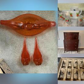 MaxSold Auction: This auction features Vintage Metal Fans, MCM Barware, Retro Luggage, Garden Tools, Dinnerware, Tea Cups,  MCM Seating, Religious Decor, Brass Plates, Lamps, Occasional Tables, Dressers, Console Stereo, Figurines,   Clothing, Jackets, Workshop Hardware, Ceramic Christmas Tree, Lionel Train, Patio Set, Mobility Equipment, Hand Tools, Dining Set, Linens, Nascar Matchbooks and much much more!